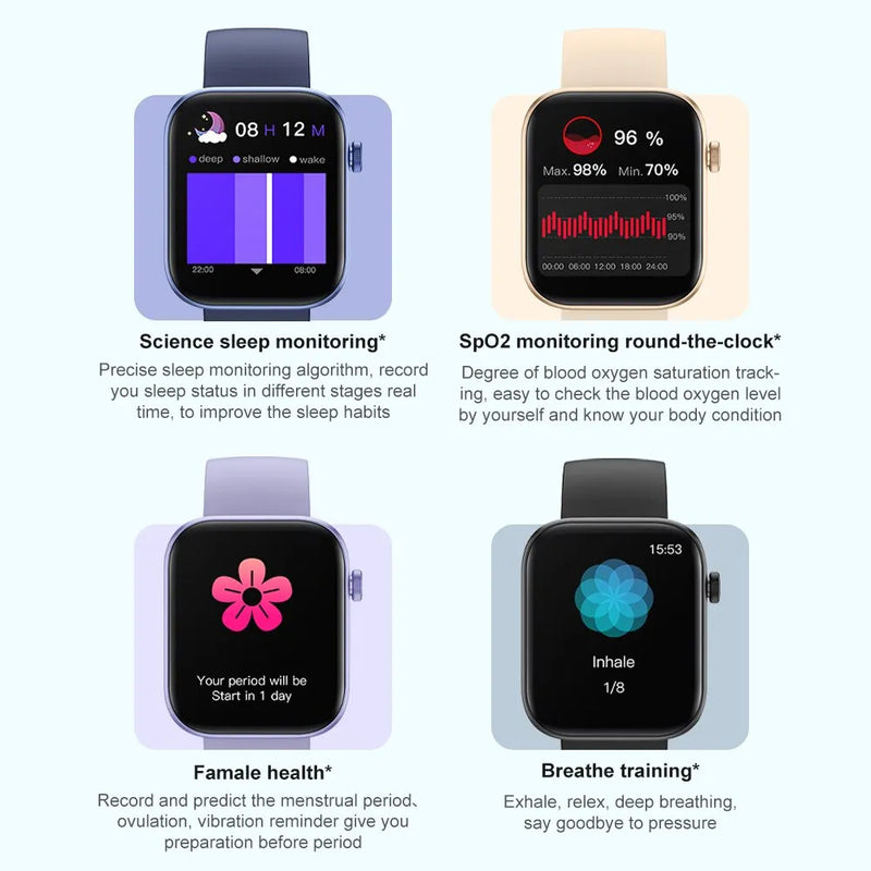 Smartwatch feminino, masculino  a prova de água inteligente assistente voz monitoramento saúde