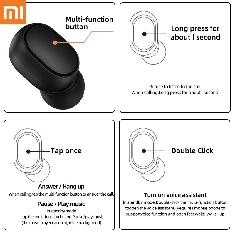 Xiaomi Redmi AirDots 2 Fone Bluetooth TWS Headphones Airdots2